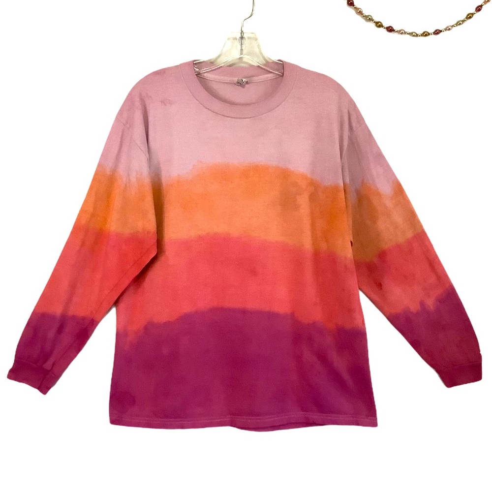 Pro Club Women Sunset Ombré Dyed Long Sleeve Tee L